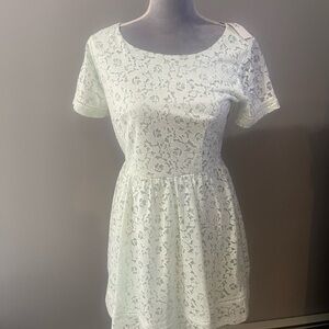 Pinky Mint Lace Short Sleeve Mini Dress